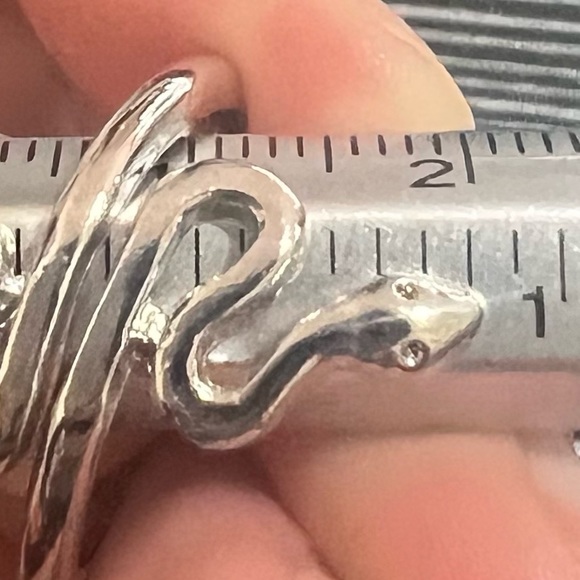 Silver Tone Open Style Adjustable Snake Ring - Picture 6 of 15